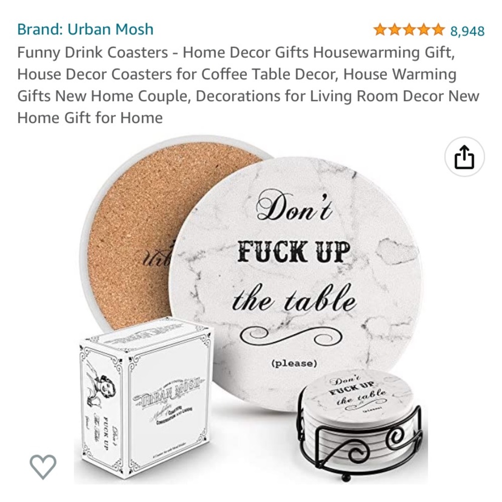 NEW IN PACKAGE 4 Pack Urban Mosh Don’t F*CK Up The Table (Please) Coasters